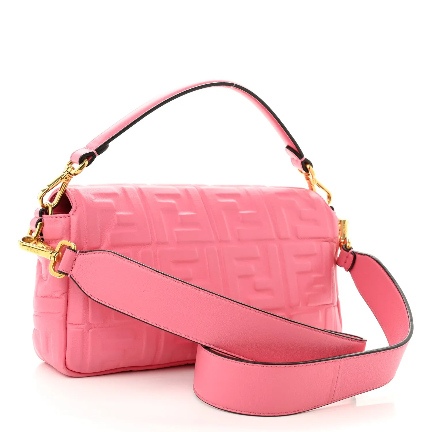 Nappa FF 1974 Embossed Baguette Rosa Fluo