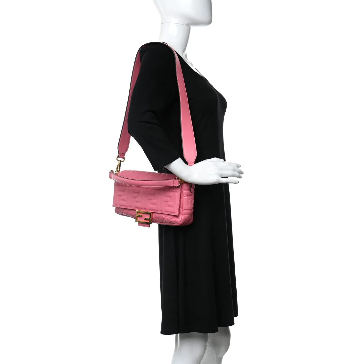 Nappa FF 1974 Embossed Baguette Rosa Fluo