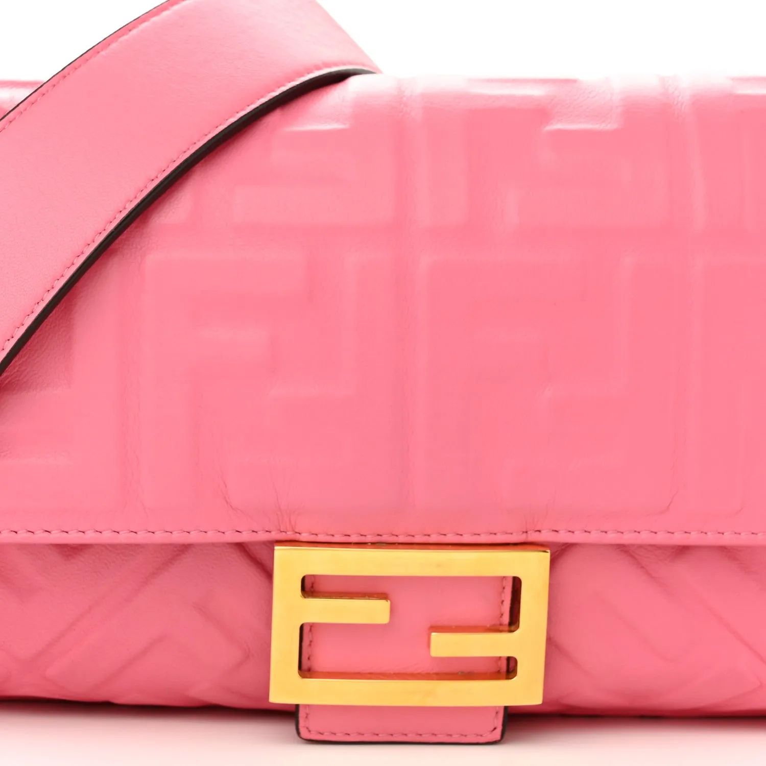 Nappa FF 1974 Embossed Baguette Rosa Fluo