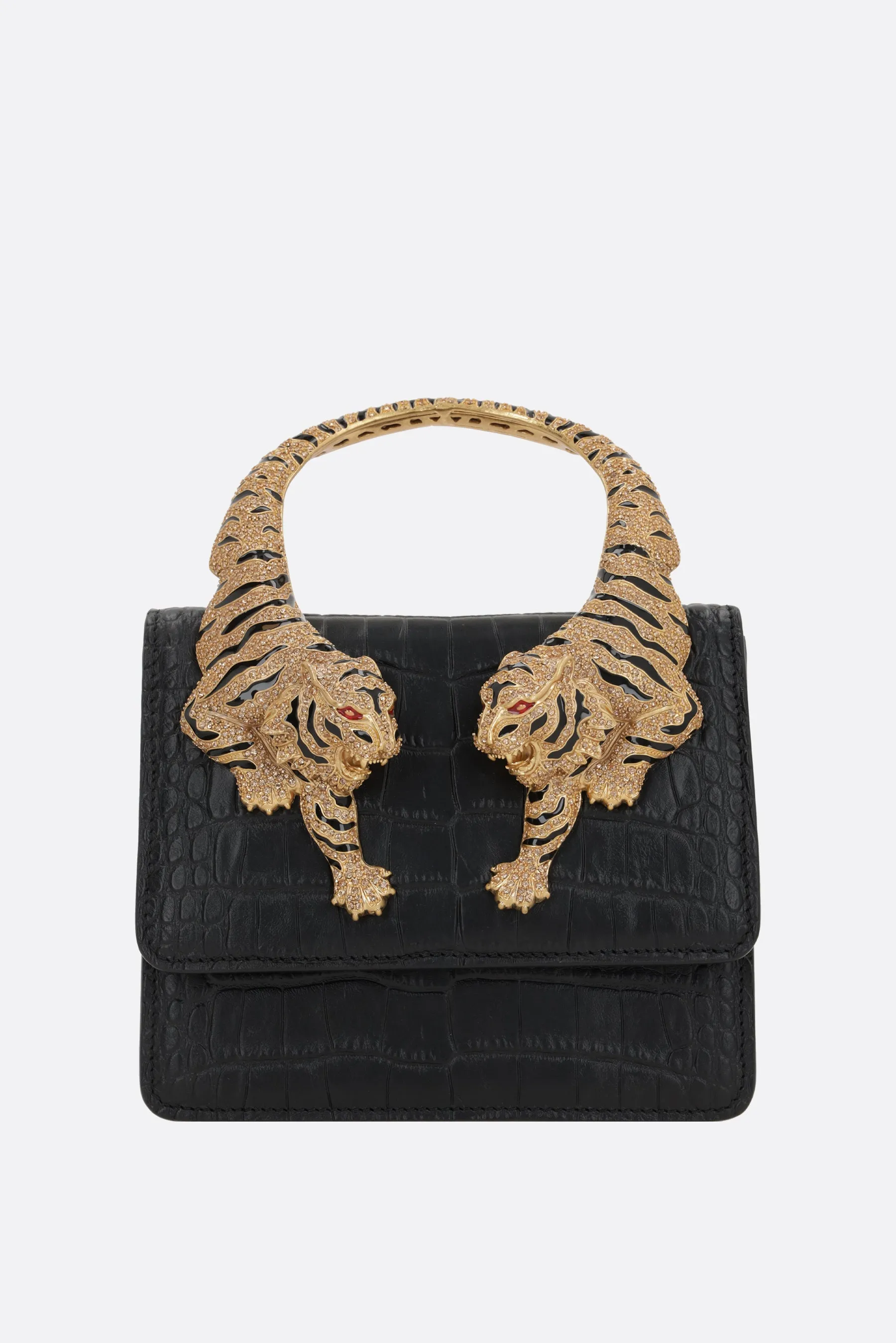 Roar Crocodile-Embossed Leather Handbag