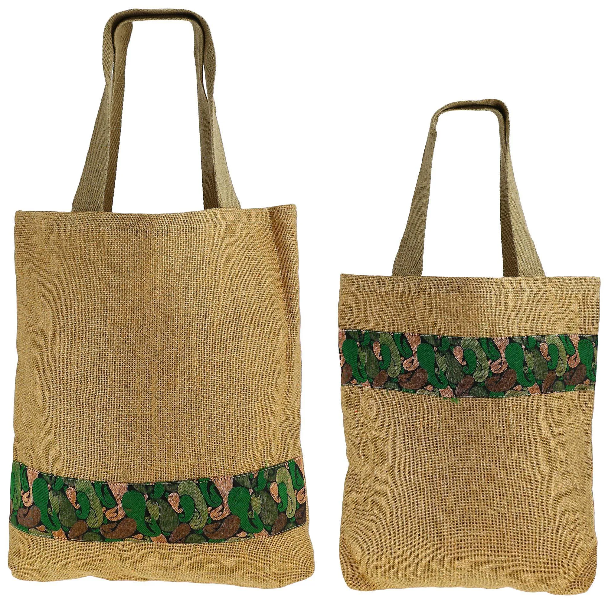 Set Of 2 Multipurpose Shopping Bags, Jute Shimmer,Natural Fiber-Eco Frienly,Non Woven Lining JSSB_JSMB_807