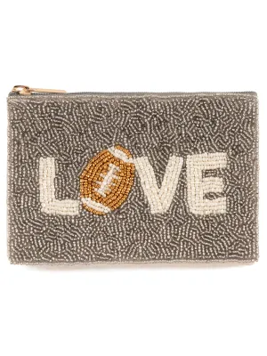 Shiraleah "Love" Beaded Zip Pouch, Silver