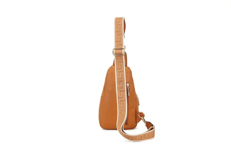 Sling Bags for Women Crossbody, Fanny Waist Packs, Trendy Chest Bag with Adjustable wide Strap - Tan