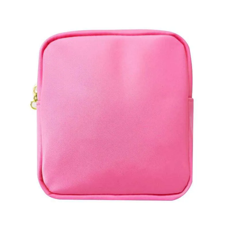 Small Square Zippered Nylon pouch bag - Assorted Colors