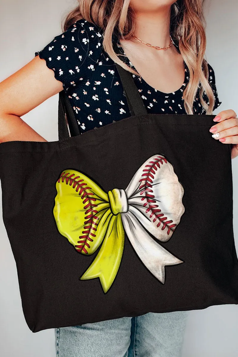 Softball & Baseball Stitches Coquette Canvas Jumbo Tote