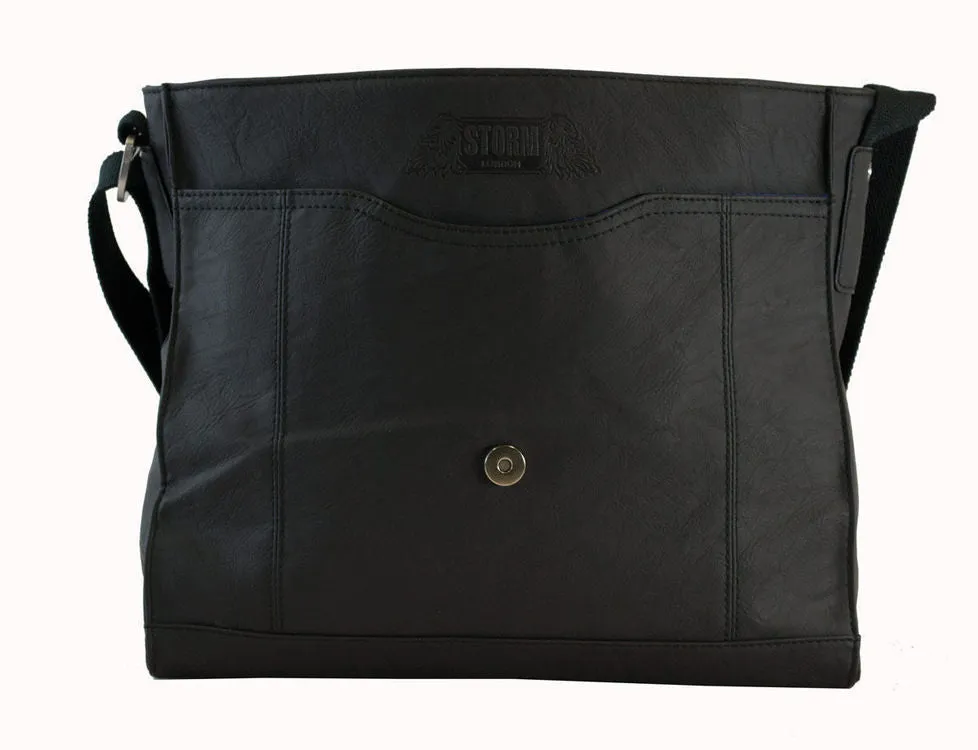 Storm Abbey Black Faux-Leather Despatch Messenger Bag