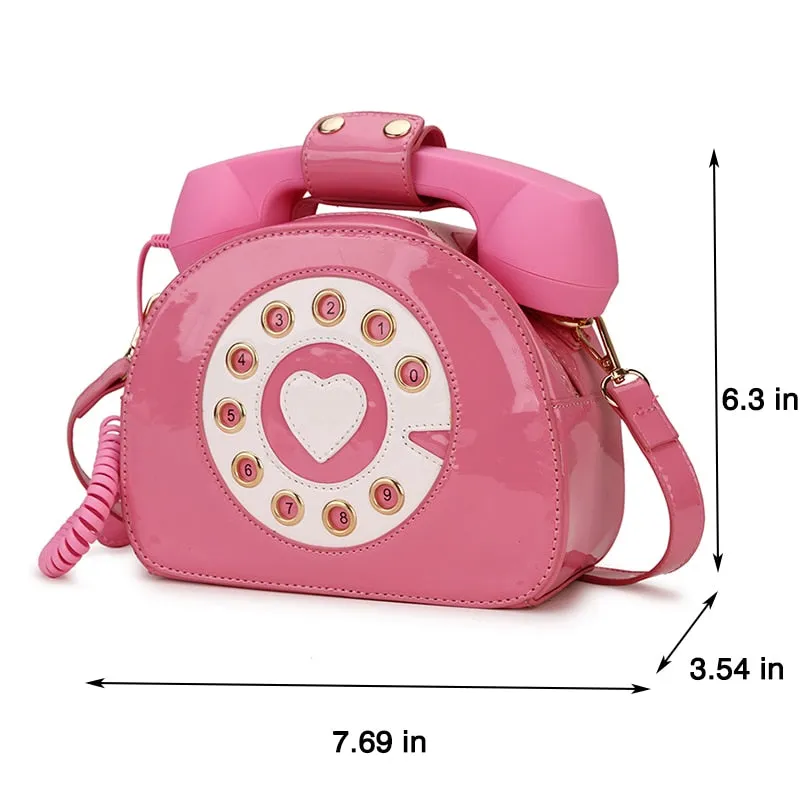 Telephone Shape Purses and Handbags for Women Fashion Pink Shoulder Bag Novel Designer Brand Crossbody Bag Top-Handle Totes 1