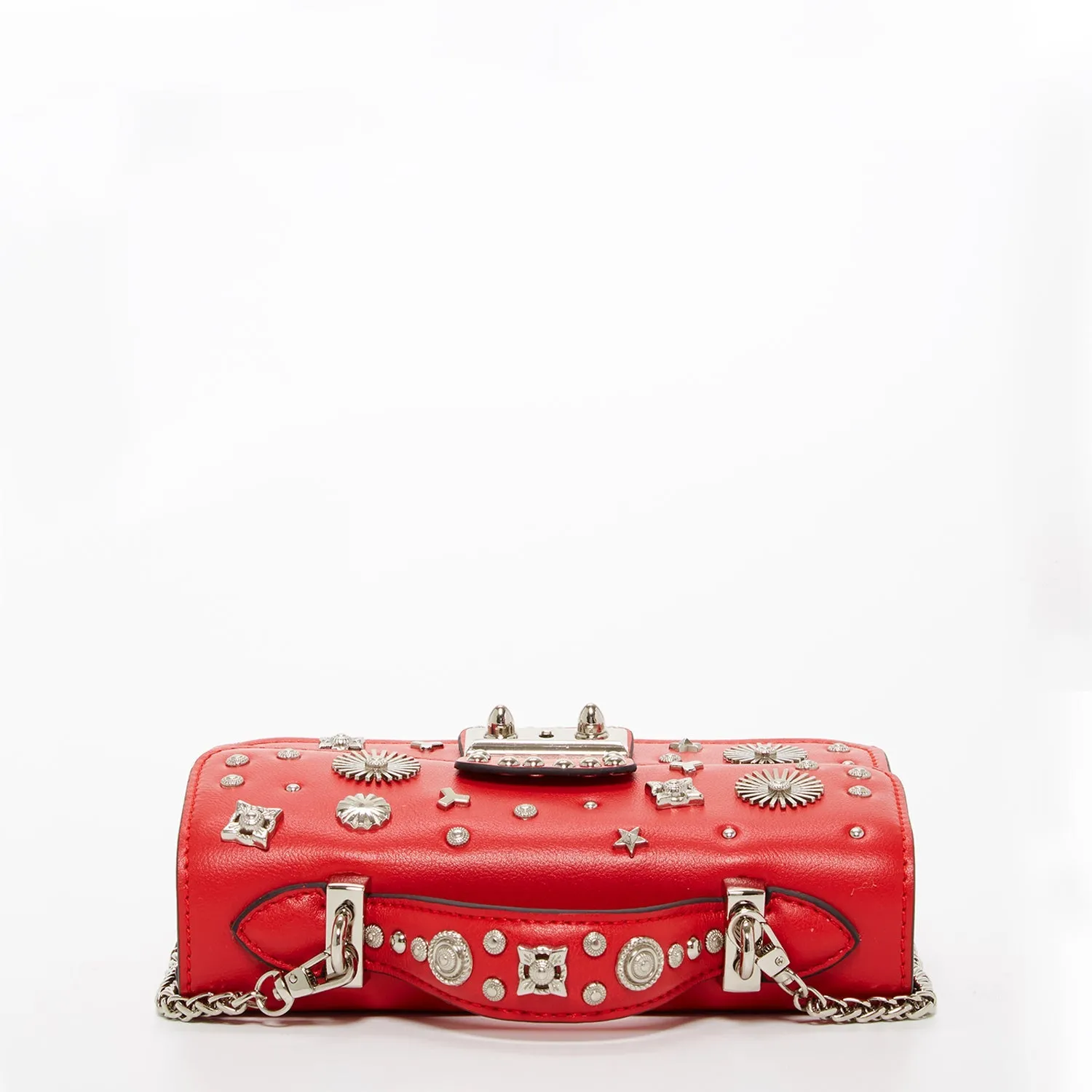 The Hollywood Studded Leather Crossbody Bag – Red, Chic & Bold Leather Shoulder Bag