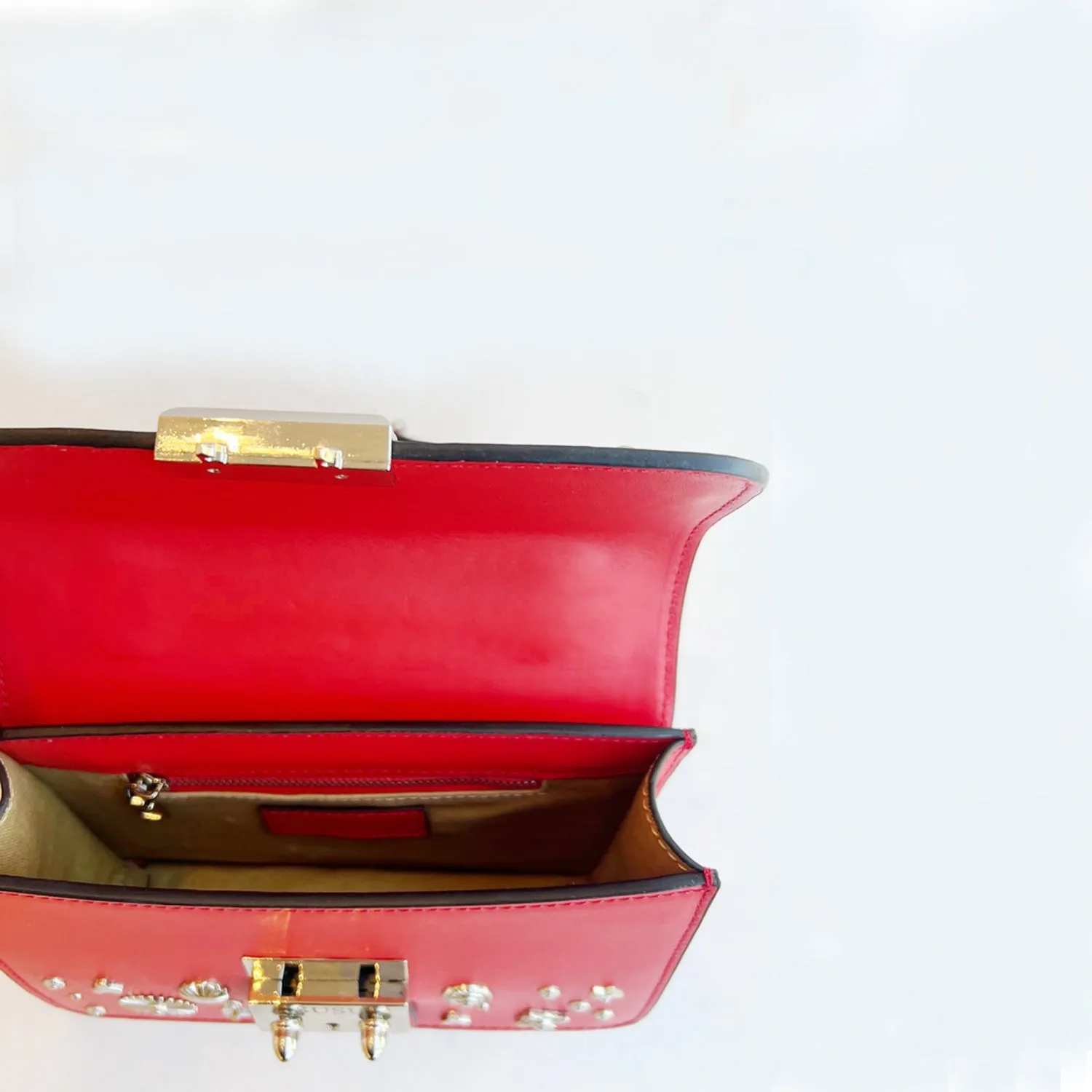 The Hollywood Studded Leather Crossbody Bag – Red, Chic & Bold Leather Shoulder Bag