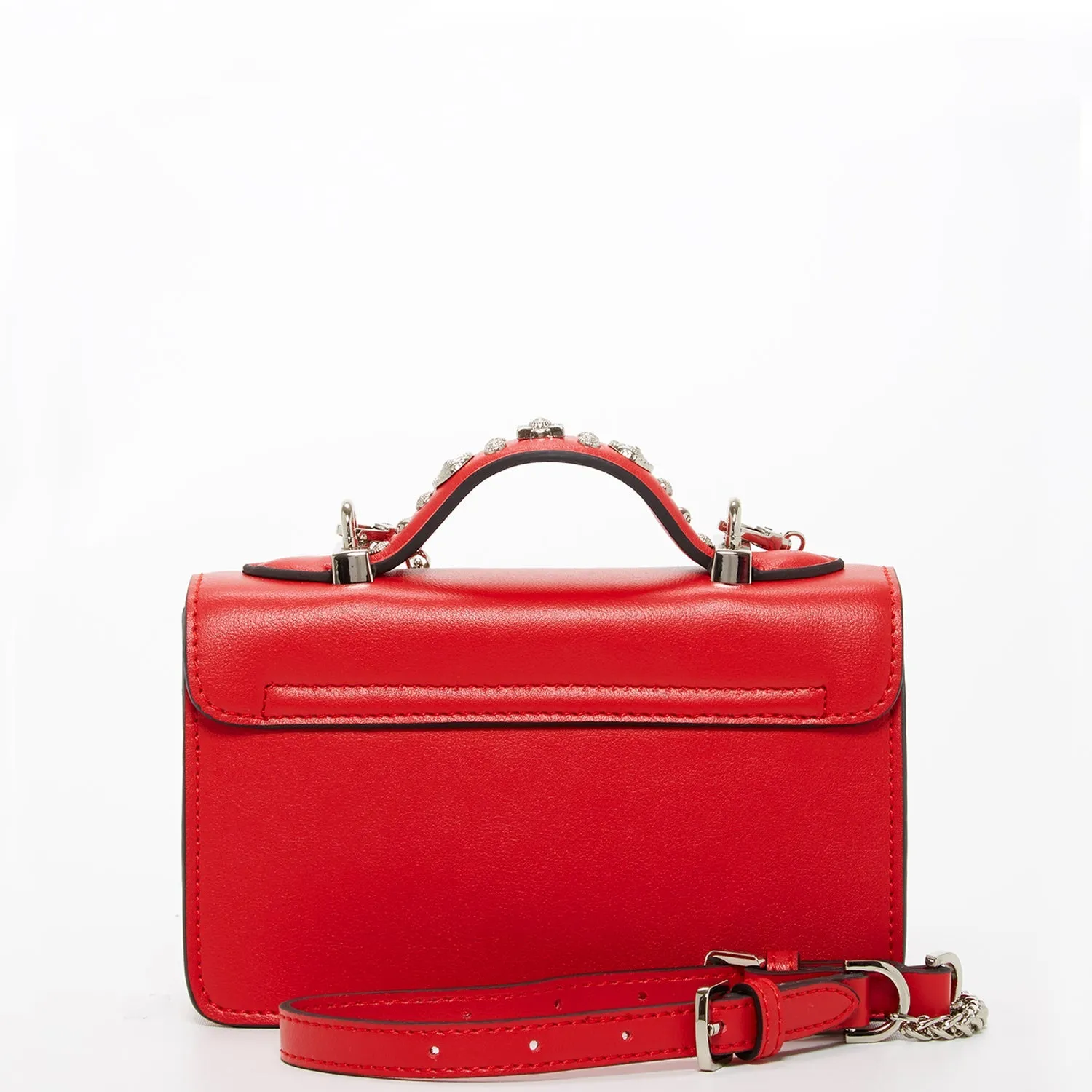 The Hollywood Studded Leather Crossbody Bag – Red, Chic & Bold Leather Shoulder Bag