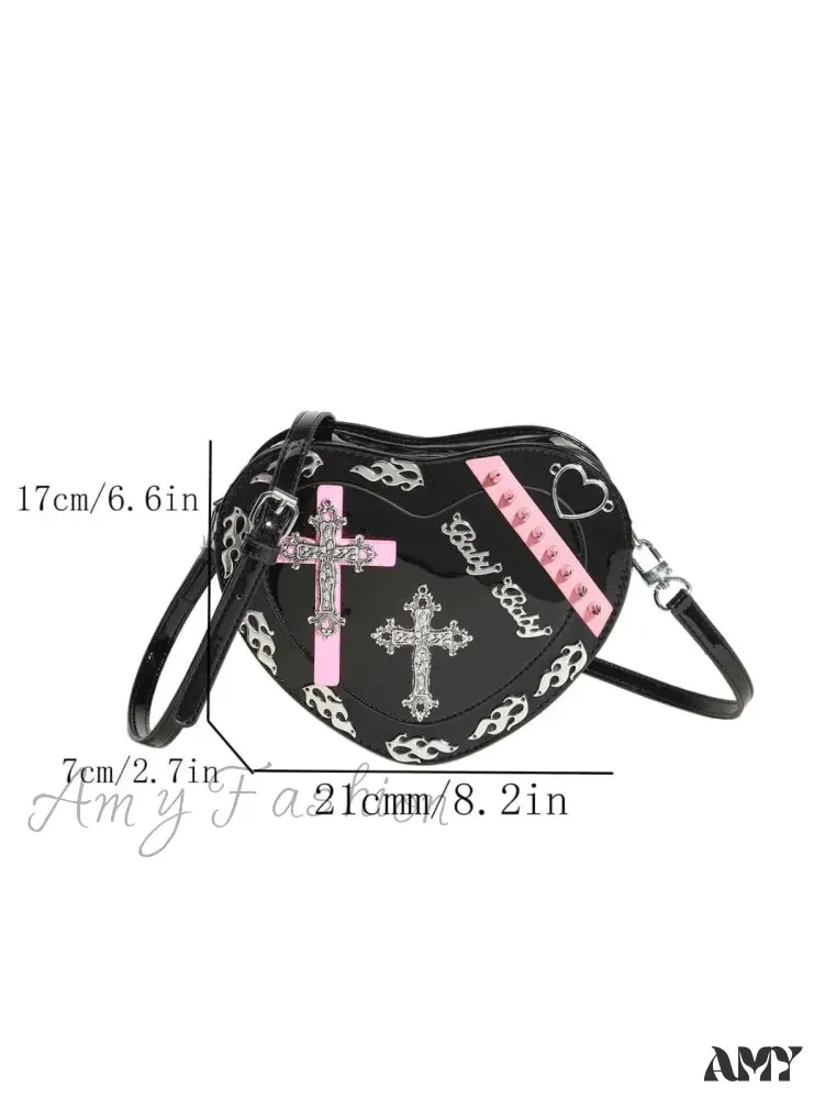 Trendy PU Pattern Gothic Cross Mini Bag Colorful Y2K Punk Coffin Shape