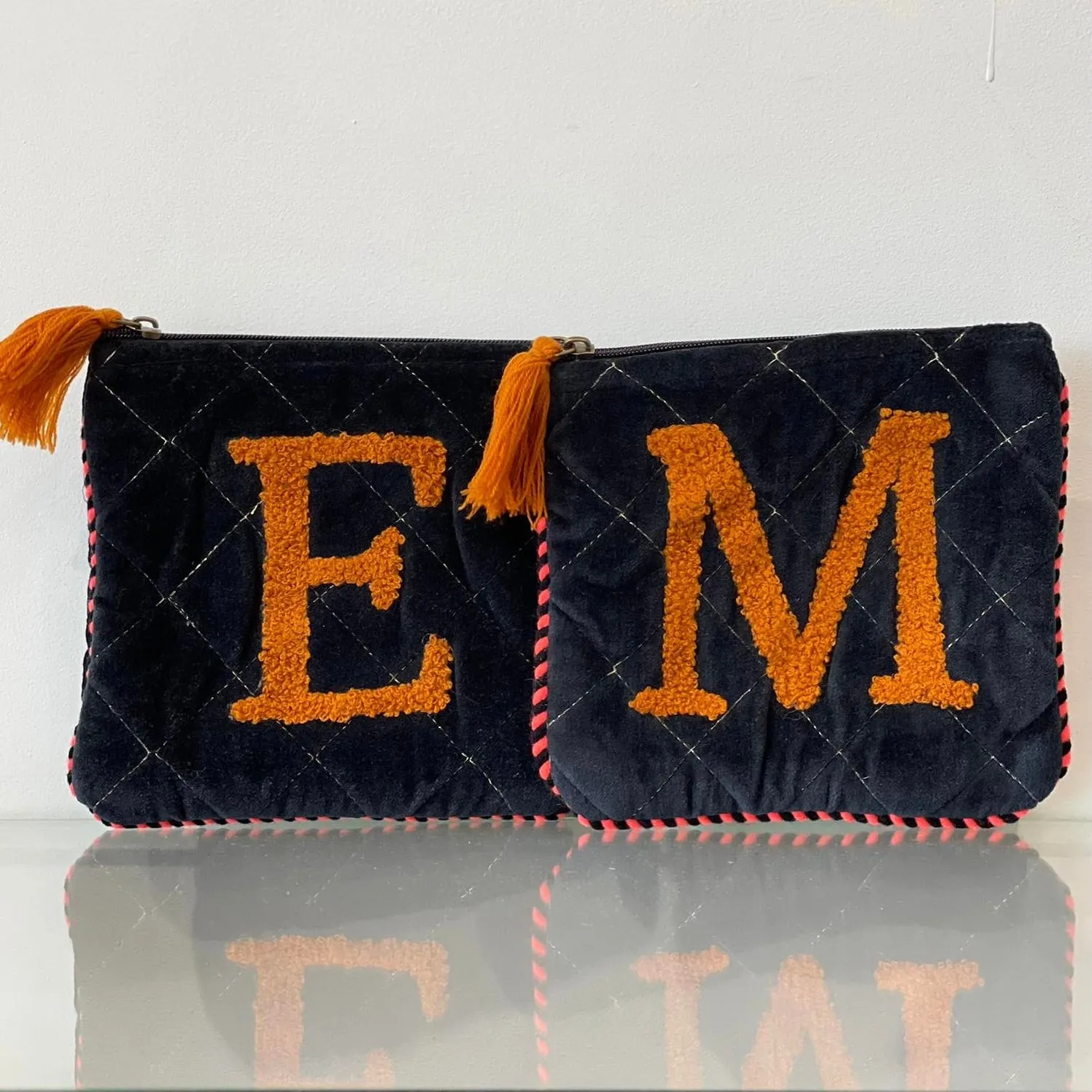 Velvet Initial Pouch