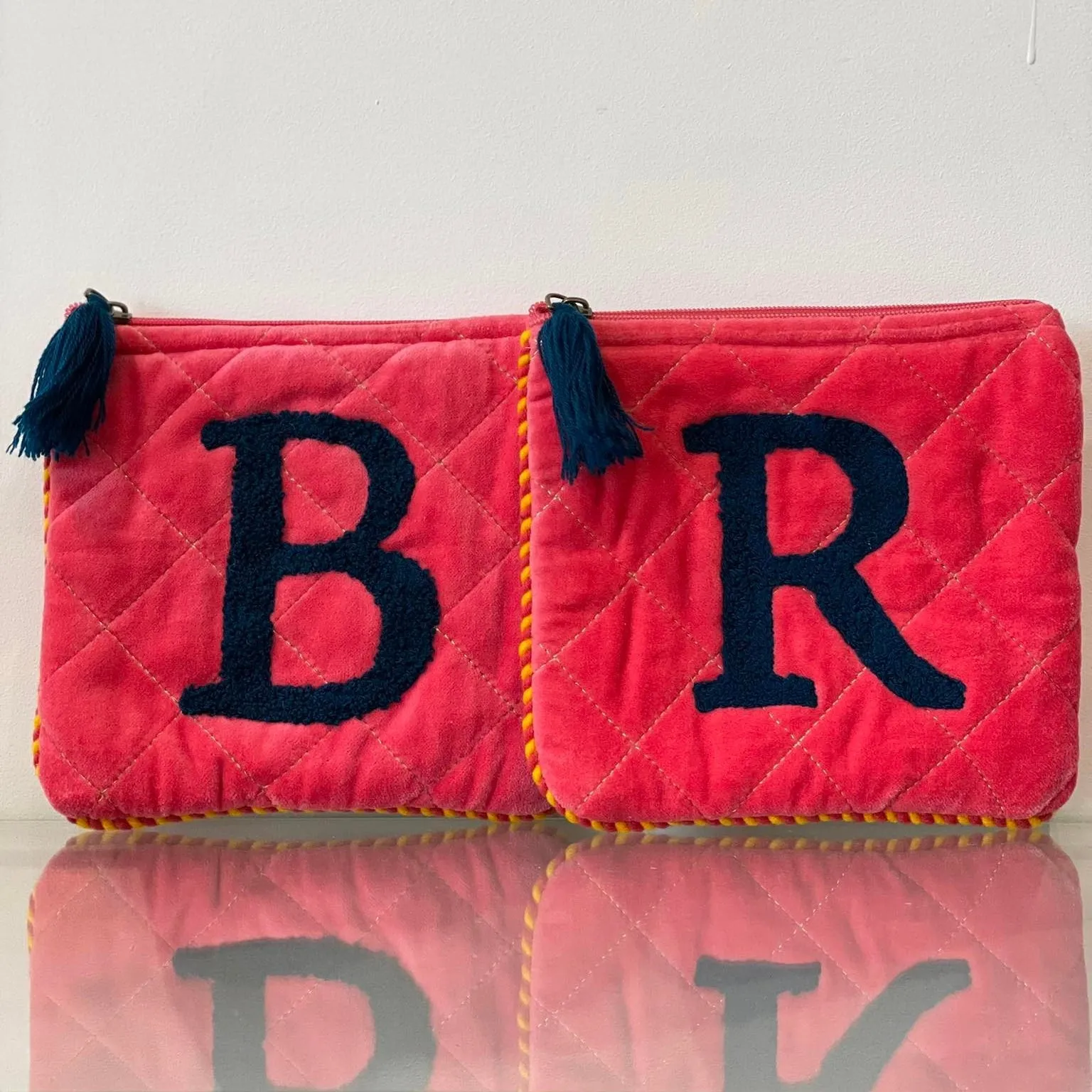 Velvet Initial Pouch