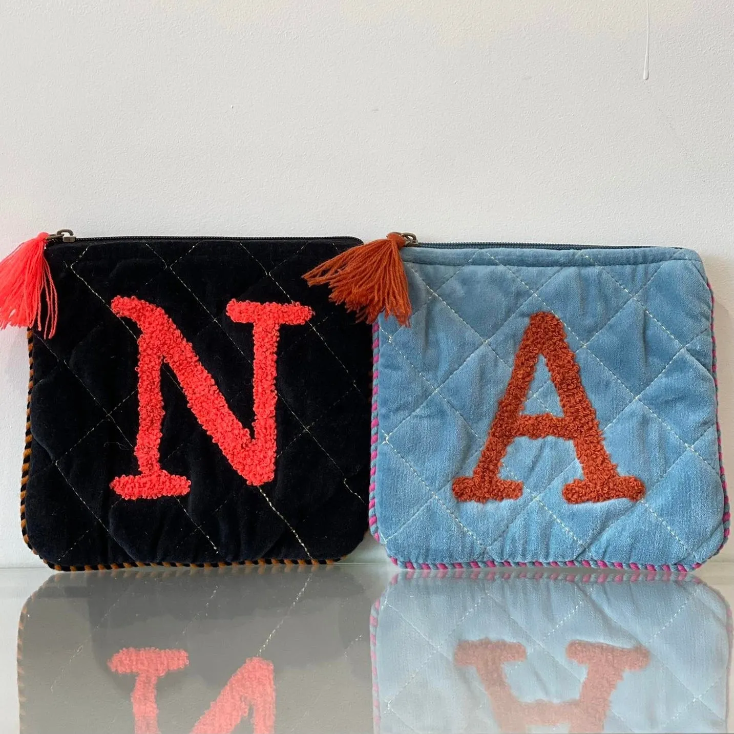 Velvet Initial Pouch