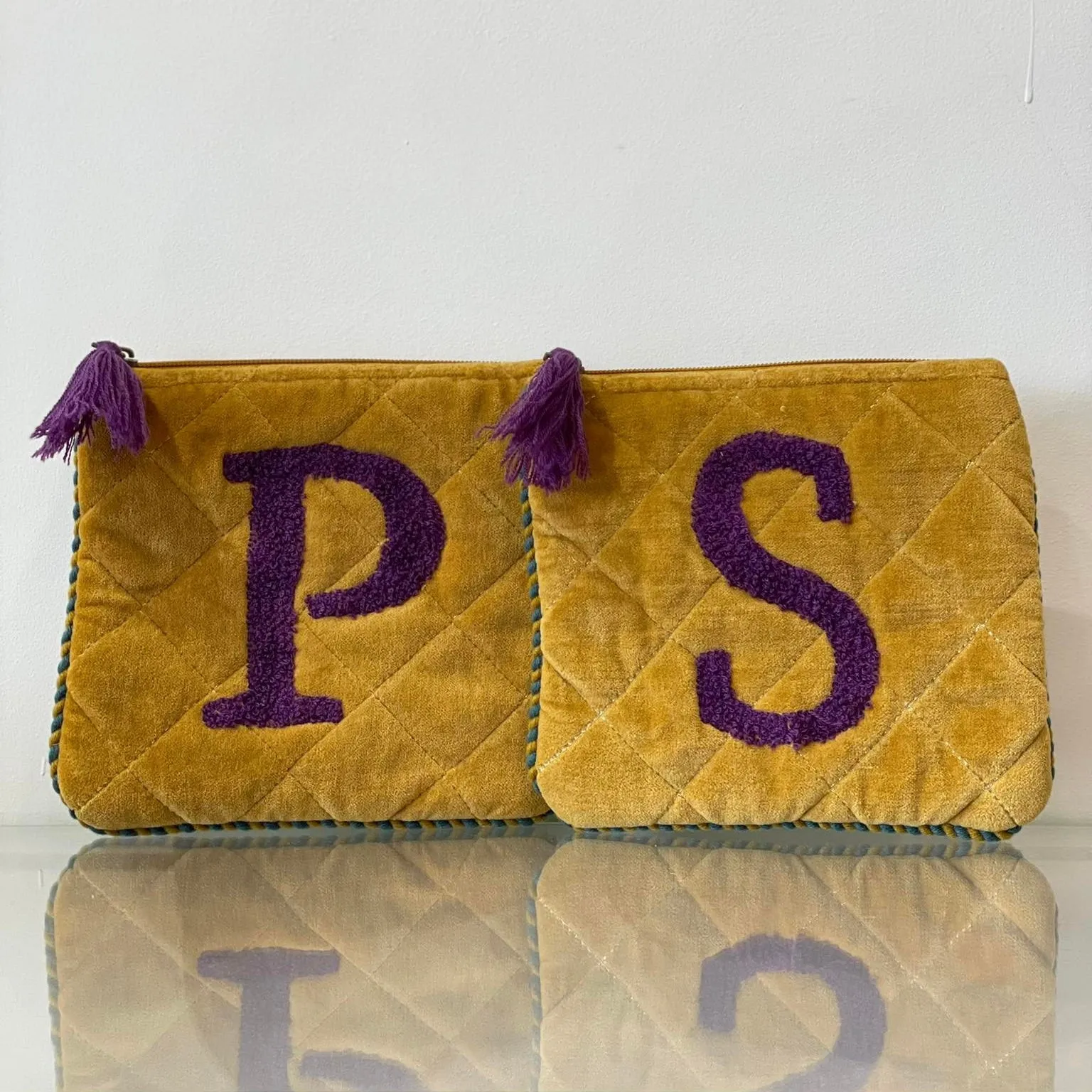 Velvet Initial Pouch