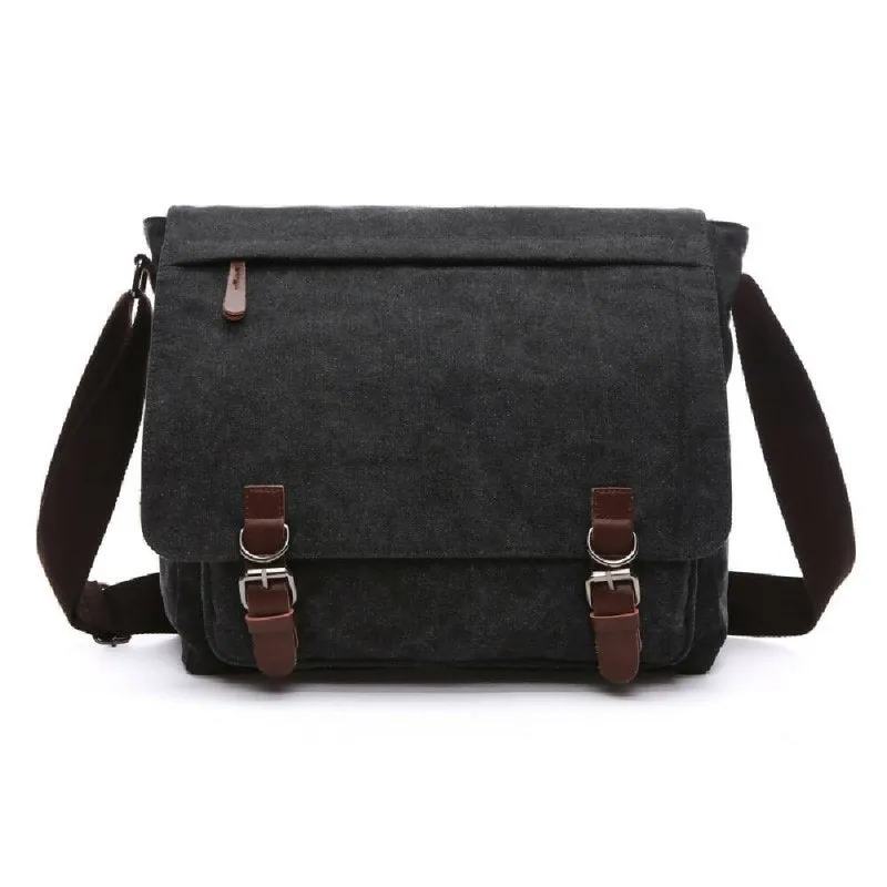 Versatile Canvas Shoulder Messenger Bag Business Computer Bag, Color: Black Large