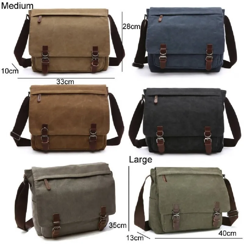 Versatile Canvas Shoulder Messenger Bag Business Computer Bag, Color: Black Large