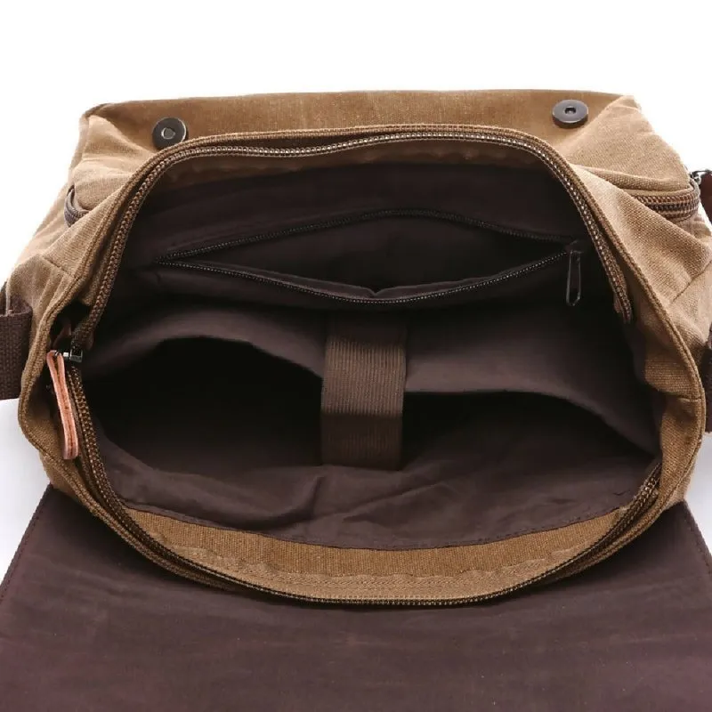 Versatile Canvas Shoulder Messenger Bag Business Computer Bag, Color: Black Large