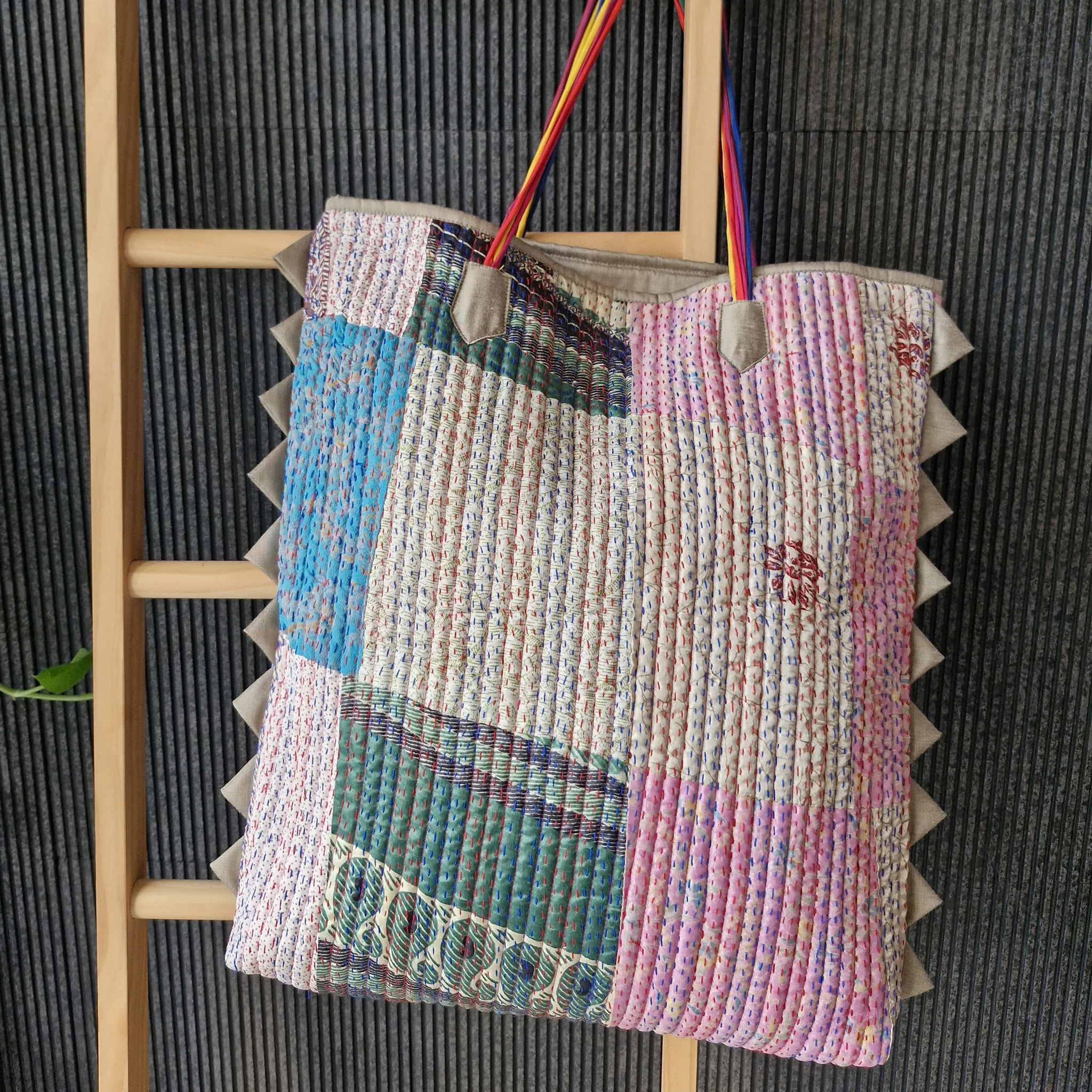 Vintage Kantha Tote Pastel