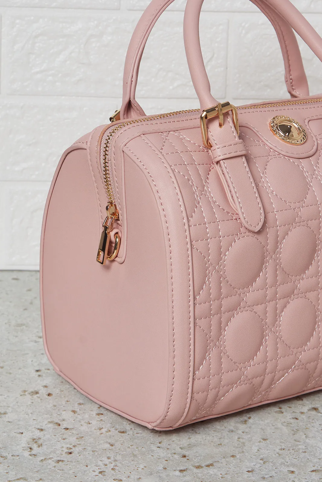 Women Pink Quilted Bollin Bag